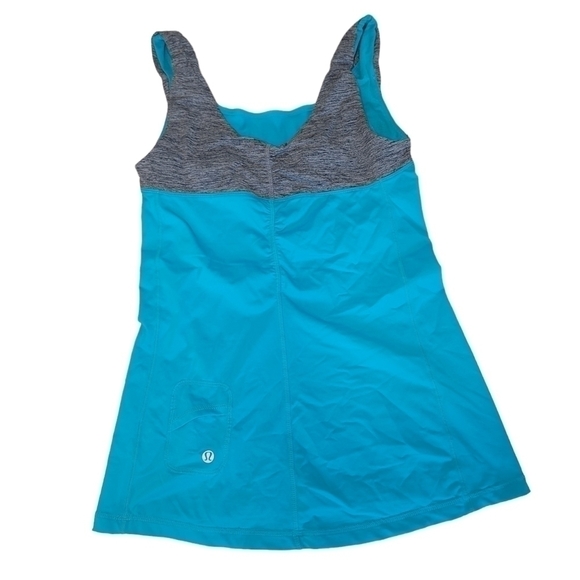 Lululemon rushed tank top US S teal & gray small front pocket US4 - Picture 4 of 9